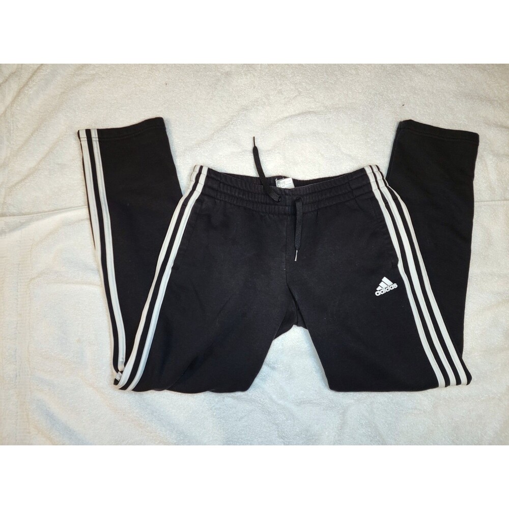 Adidas Women's Fleece Jogger Black With White Stripes Size Medium